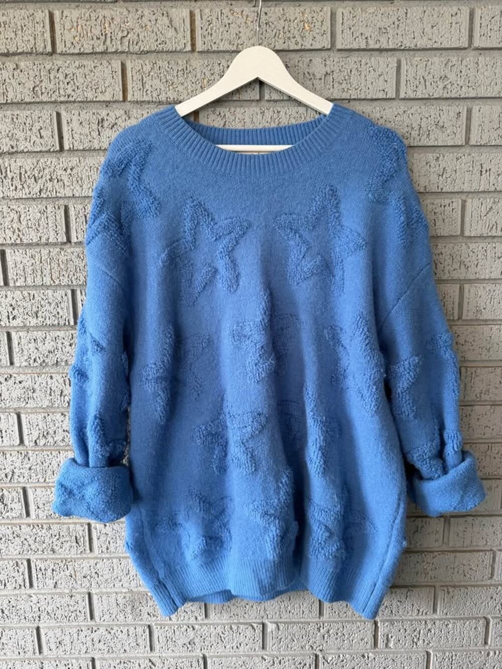 Easel Blue Star Pattern Sweater Womens Large
